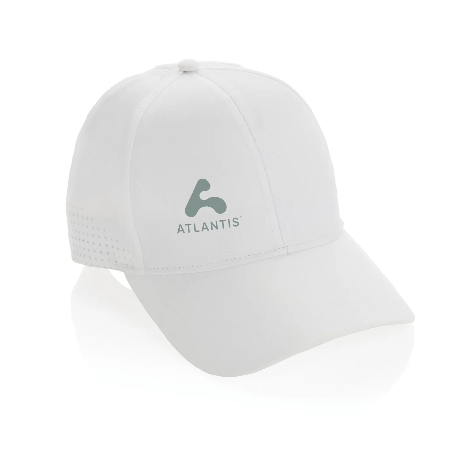 Witte sportcap met geventileerde luchtgaten en comfortabele pasvorm als relatiegeschenk voor sportevenement