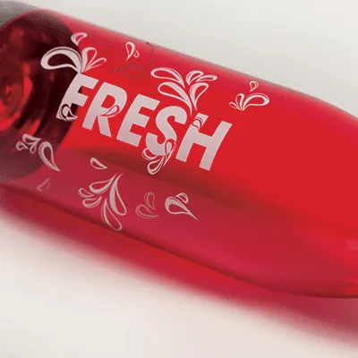 zeefdruk wit op een drinkfles